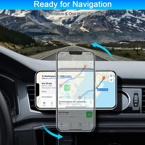 Magnetic Wireless Car Charger Mount,Compatible with MagSafe Car Charger,15W Fast Charging Air Vent Car Phone Holder with 60W Car Adapter for iPhon...