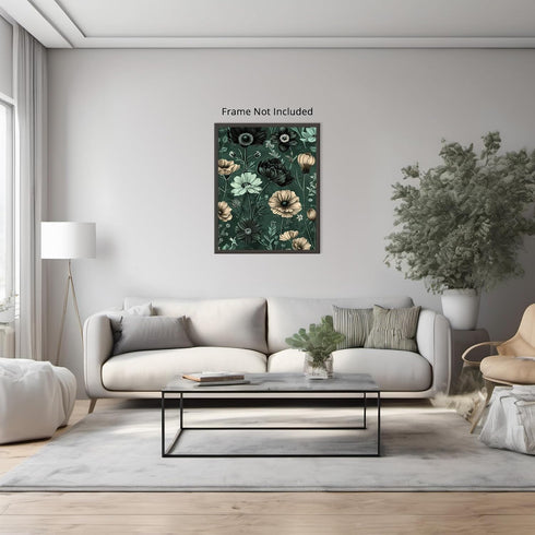 Posterizer 1 pcs-dainty assorted flowers with green background-Floral & Botanical Art-Abstract & Modern Art-Decor for Home & Office- UNFRAMED Wall...