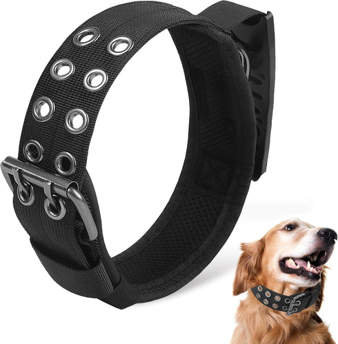 Reflective Nylon Dog Collar, Adjustable Heavy Duty Tactical Collars with Control Handle, Breathable Padded for Medium Large Dogs (L, Black)...