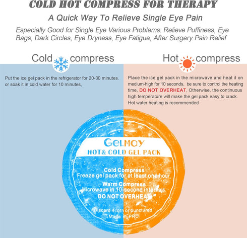 Ice Eye Patches for Puffy Eyes, Cooling Medical Eye Patch Pad Gel Pack Cover Eyepatch Cold Hot Therapy Eye Bags Dark Circles After Surgery Adult K...