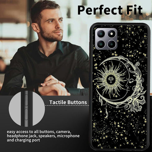 Rossy for Boost Mobile Celero 5G Plus Case for Celero 5G Plus Phone Case with Glitter Moon Sun Stars Pattern for Women Men Slim Soft TPU Silicone ...