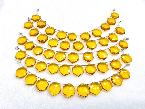 1 Strand Citrine Quartz 10 Pcs Beads Size 14x14mm Hexagon Shape Cut Faceted Beads for Jewellery Making, Beading & Craft Supplies KCRAFTS-RK_k52...