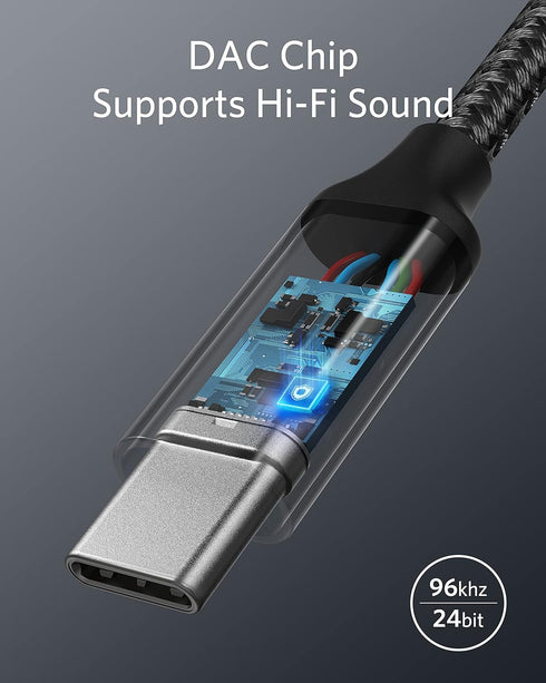 Anker USB C to 3.5mm Audio Adapter, Male to Female Nylon Cable for Samsung S20/S20+/S20 Ultra, Pixel 4/+ 4XL, and More Type C Devices...