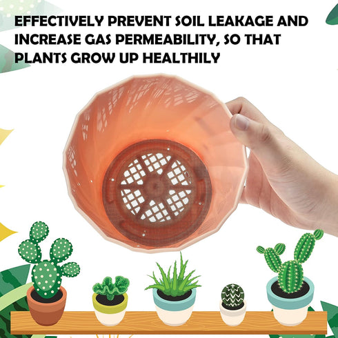 60 PCS Flower Pot Hole Mesh Pad 4 Inch Round Drainage Hole Screens Garden Plant Bonsai Pot Bottom Grid Mat Plastic Mesh Screen Breathable Gasket f...