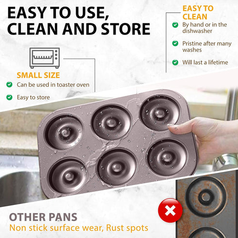 Donut Pan by Dohnuts - Premium 6 Cup Non-Stick Mini Doughnut and Bagel maker – for Healthier Homemade Baked Cakes...