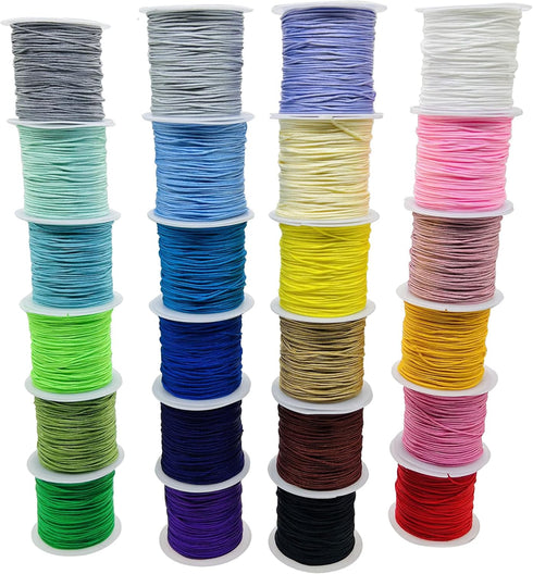 24 Color Nylon Satin String, 528 Yards 0.8mm Nylon Beading String, Nylon String for Bracelets, Nylon Beading Thread for Friendship Bracelets, Neck...