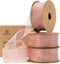 Vitalizart Rose Gold Ribbon Organza Sheer Ribbon 1 inch x 30Yd Handmade Eco-Friendly Fabric Light Pink Ribbons for Gift Wrapping Christmas Tree Cr...