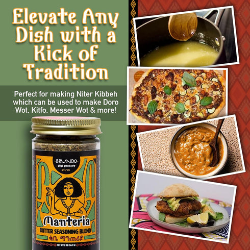 Brundo Spice Company Kibbeh Manteria | Ethiopian Spiced Butter Seasoning | Made & Imported from Ethiopia | Non-GMO & Organic | Essential for Niter...