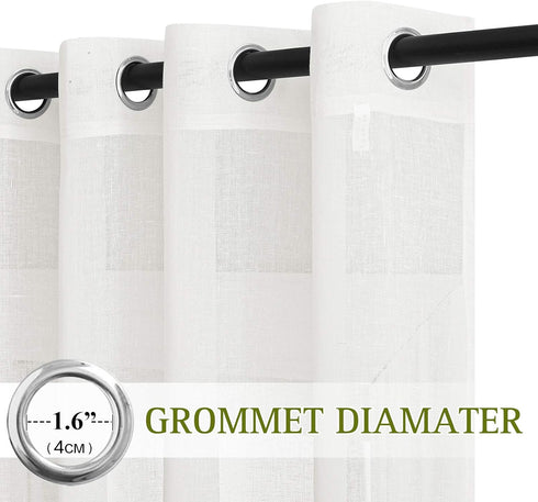 NICETOWN Linen Curtains Semi Sheer Bedroom Window Curtains, Grommet Casual 72" Long Thick Semitransparent Flax Sheer Window Treatment Privacy for ...