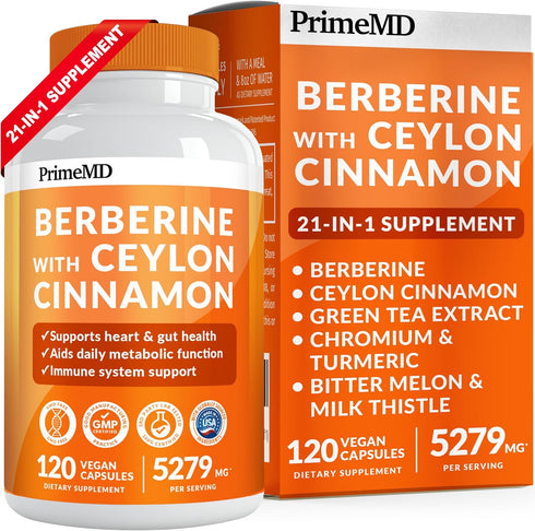 21-in-1 Berberine Supplement with Ceylon Cinnamon - Berberine 1500 mg with Chromium, Bitter Melon and Green Tea Extract - Berberine 5X for Weight ...