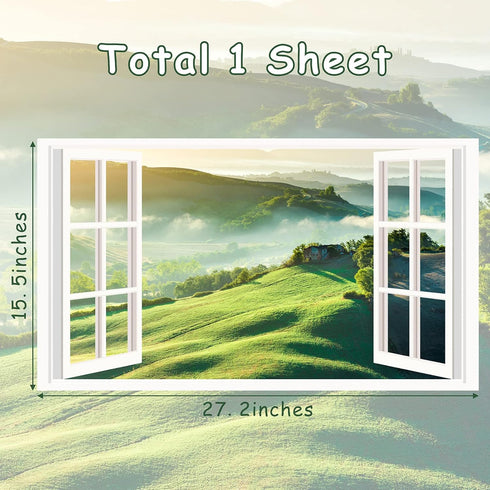 Mountain View Wall Stickers 3D Fake Window Wall Stickers Nature Scenery Wall Stickers Murals Removable Landscape Wall Decals Peel and Stick Remova...