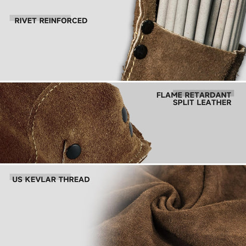 YESWELDER Flame Retardant cowhide leather welding rod holder, Thickened electrodes rod bag? Wearable Welding Electrode Storage Can...