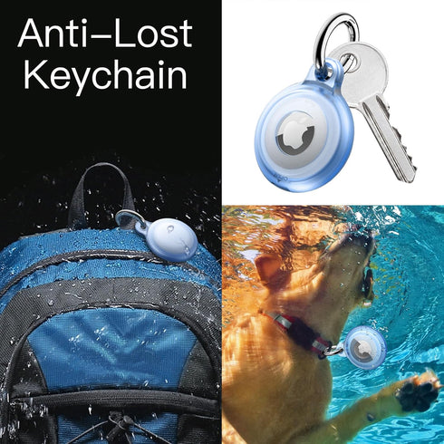 JETech 4 Pack Waterproof Case for AirTag with Keychain, Full Body Anti-Scratch Air Tag Keyring Holder Cover for Kids, Pet Collar, Keys, Luggage, B...