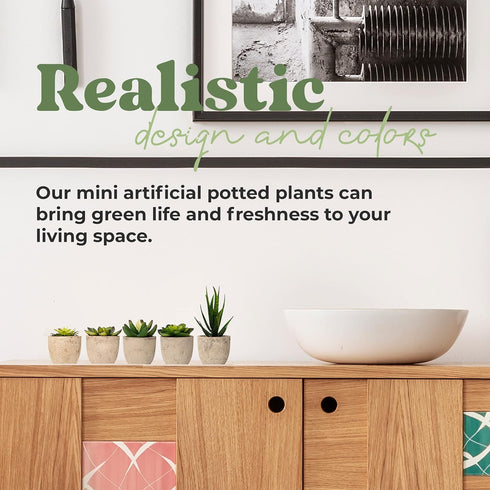 Set of 5 Succulents Fake Plants Bedroom Aesthetic Small Fake Plants Bathroom - Mini Fake Plants Decor for Office Desk Decor - Tiny Realistic Fake ...