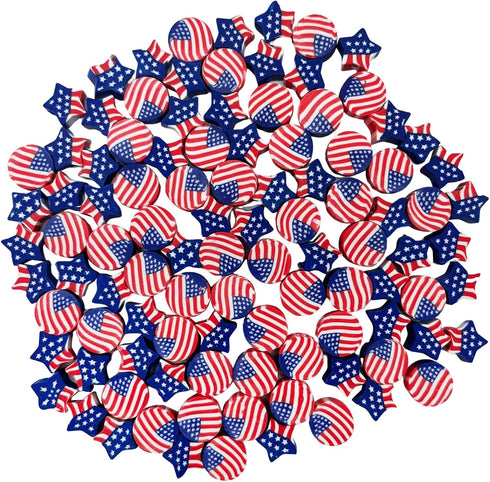 100 Pcs Polymer Clay Beads Mixed Heishi Spacer Beads Supplies for DIY Bracelet Earring Necklace Jewelry Making (American Flag)...