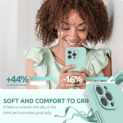 SURPHY Compatible with iPhone 13 Pro Case with Screen Protector, (Camera Protection + Soft Microfiber Lining) Liquid Silicone Phone Case 6.1 inch ...