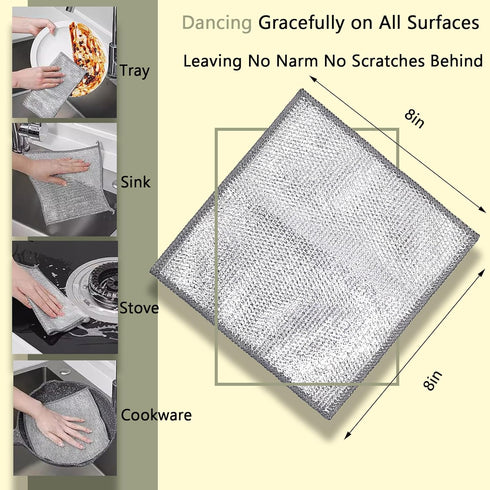 Wire Dishwashing Rag - Non-Scratch Cleaning Cloth for Cookware Surfaces | Multipurpose Wire Miracle Cleaning Rag for Sparkling Results | Gentle ye...