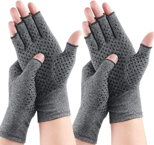 2 Pairs Arthritis Compression Gloves, Provide Support Warmth for Carpal Tunnel, Rheumatoid, Arthritis Pain Relief Gloves, Fingerless Compression G...