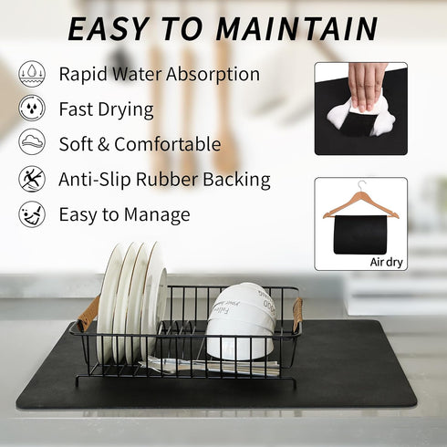 GRANNY SAYS Dish Drying Mat for Kitchen Counter, Rubber Mat Fit Under Coffee Maker, Drying Matt Kitchen Gadgets, Hide Stain Coffee Mat For Counter...