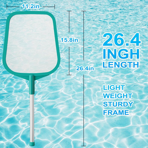 Pool Skimmer - Pool Net with Pole, Pool Skimmer Net with Solid Plastic Frame, Skimmer Net with Fine Mesh Net, Hot Tub Skimmer Net...