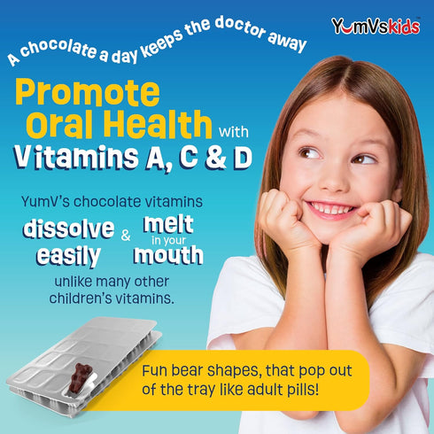 YUM-V'S - Kids Multivitamin Chewable Chocolate Bears - Multivitamin for Kids Supplement - 16 Vitamins & Minerals - Vitamins Including D, Zinc, C, ...
