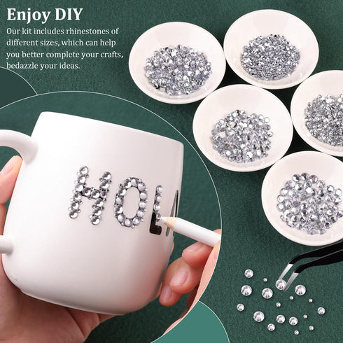 Resin Rhinestones for Crafting with B7000 Jewelry Glue, 2 Boxes Clear FlatBack Crystals with 3Pcs 10ml Glue for Bedazzling Crafts DIY Nail Art Mak...