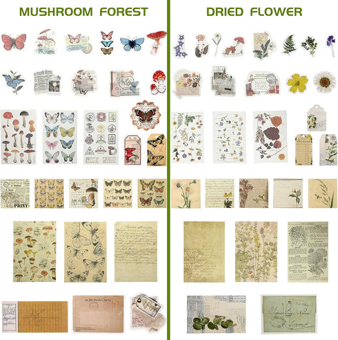 120 Pieces Vintage Scrapbooking Stickers DIY Journaling Scrapbook Adhesive Washi Paper Stamp Stickers Antique Retro Natural Collection Stickers Di...