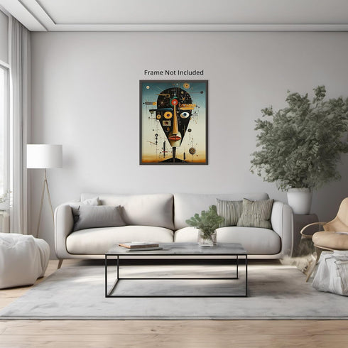 Posterizer 1 pcs-abstract futuristic steampunk head-Abstract & Modern Art-Fantasy & Fiction Art-Gift for Steampunk or Goth Fans-Decor for Home & O...