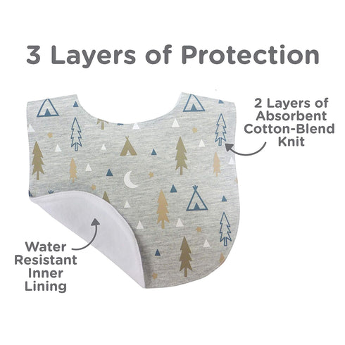 Neat Solutions 5 Pack Aspirational Bib Set with Mixed Fabrics & Water Resistant Inner Core - Boy, Grey Oatmeal While...