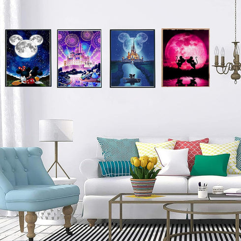 Liccyy 4 Pack 5D Diamond Art Painting Kits for Adults Kids Beginners, Full Drill DIY Art Kits Paint s by Numbers with Round Gems for Home Wall Dec...