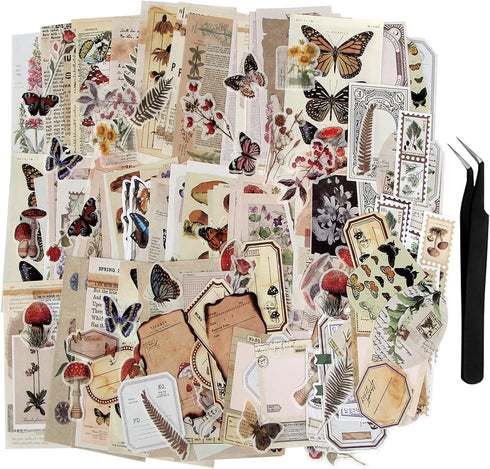 TIYPKE 200pcs Scrapbooking Stickers Herb Botanical - Mushroom Flowers Nature Butterfly journaling supplies Stickers for Bullet Journals Supplies A...