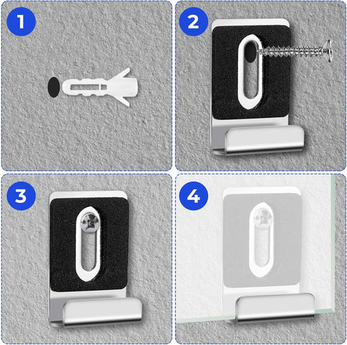 8 Sets of Metal Mirror Hanging Kit, Wall Mounting Mirror Clips for 1/4 Inch Mirror with Screw Rubber Pad, Heavy Mirror Mounting Hardware for Billb...