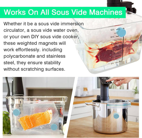 MOMOMA Sous Vide Magnets 12Pcs-Food-Grade Silicone Coated Weights&Clips, Keep Bags Submerged, Works on All Machines, Multi-Use for Cooking, Displa...