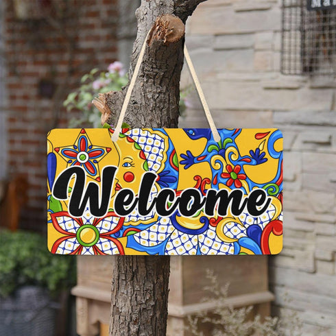 Kigai Welcome Sign Mexican Talavera Front Door Sign, Waterproof Wall Hanging Plaque for Housewarming, Farmhouse Porch Yard Garden Home Decor, 11 x...