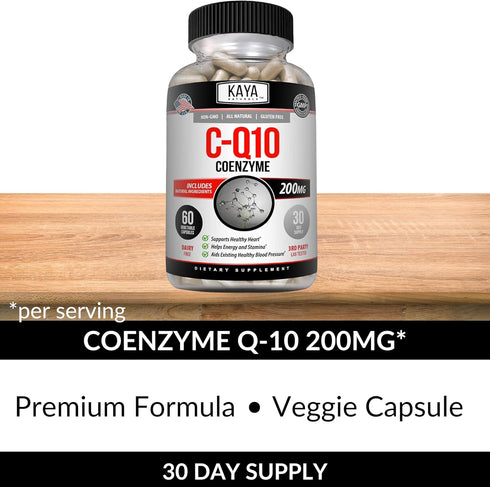 Kaya Naturals - CoQ10 Power Antioxidant Supplement for Vascular, Heart Health, Healthy Blood Pressure Levels, and Immune Function - Restores Daily...