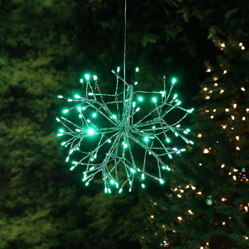Alpine Corporation 16"H Indoor Holiday 3D Snowflake Hanging Ornament with LED Lights, Green , Christmas Decoration...