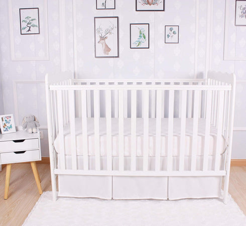 CaSaJa Classic Microfiber Crib Skirt with 2 Pleated Workmanship, Soft Breathable Dust Ruffle Fits Standard Crib and Toddler Bed, Pure White Color ...