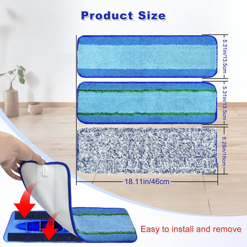 6 Pack Microfiber Cleaning Replacement Pad for Bona Mop,Washable Reusable Microfiber Cleaning Mop Pad for Hardwood Floor,Wet Dry Use,2 Deep Cleani...