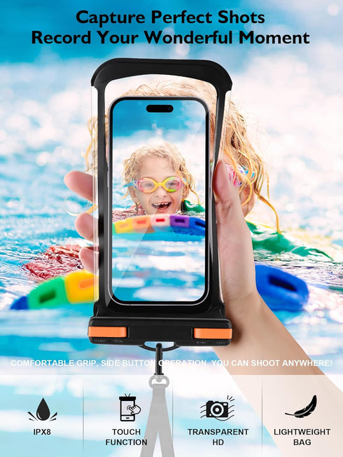 Waterproof Phone Pouch - 2 Pack Underwater Dry Bag, IPX8 Water Proof Phone Case for iPhone 15 14 13 12 Pro Max XS Samsung Case Up to 7.0" Detachab...