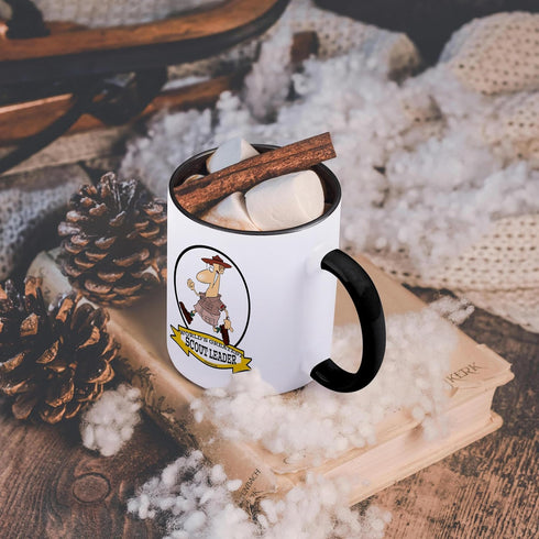 3dRose Funny Worlds Greatest Scout Leader Cartoon Two Tone Mug, 11 oz, Black/White...