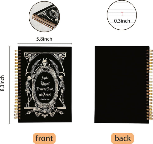 The Undead Arise Gothic Macabre Art Spiral Notebook Journal 5.5×8.3 Inch,Goth Gothic Mystical Lined Hardcover Spiral Notebook for Work Notes Journ...