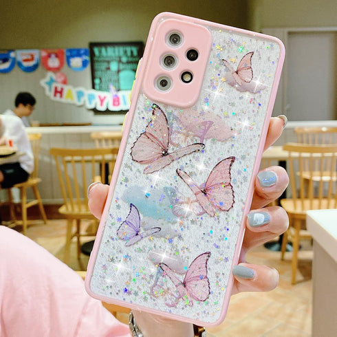 Galaxy A51 4G Case Protective Cover Clear Phone Case for Women Girls Sparkle Glitter Slim Fit Shockproof Soft Silicone Rubber TPU Bumper Case for ...
