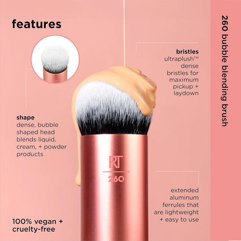Real Techniques Bubble Blending Makeup Brush, Multipurpose Face Brush For Liquid, Cream, & Powder Makeup, Unique Bubble Brush Head, Synthetic Bris...