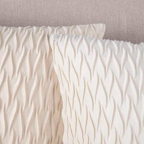 MADIZZ Set of 2 Super Soft Velvet Decorative Throw Pillow Covers 22x22 inch White Square with Texture Luxury Style Cushion Case Pillow Shell for S...