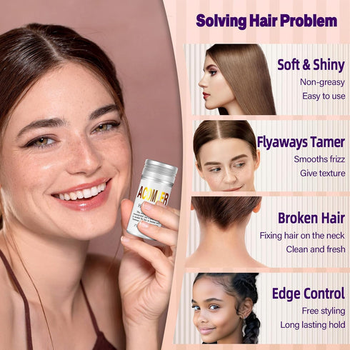 Wax Stick for Hair,Hair Wax Stick,Hair Wax Stick for Flyaways,Slick Stick for Hair Non-greasy Styling Hair Pomade Stick (Pack of 1 Silver)...