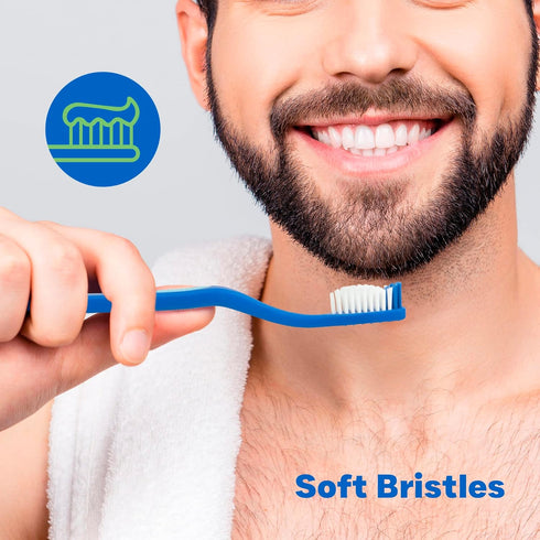 Righto Toothbrush with Elongated Neck (Family Care - Soft Bristles), 4 Colors – 4 Count (Pack of 1)...