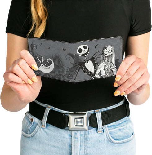 Buckle-Down Men's Disney Wallet, Bifold, Nightmare Before Christmas Jack Sally Zero Cemetery Scene, Vegan Leather, Multicolor, Standard Size...