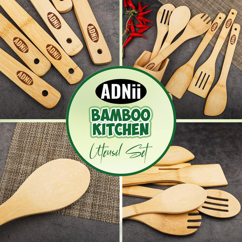 Wooden Spoons for Cooking, Bamboo Kitchen Utensils Wooden Spoons Set 6 Piece, Nonstick Spatula For Daily Use...