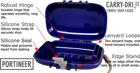 Carry-Dri EZ Travel Bar Soap Container & Dish - Dries with Patented Air Vents - Durable Leakproof Soap Holder - Compact Soap Bar Case - Ultimate P...