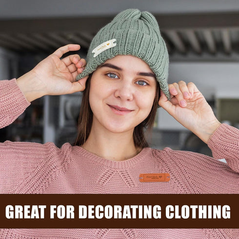 60Pcs Handmade Sewing Labels, PU Leather Labels Sewing Labels for Handmade Items with Hole DIY Sewing Lables for Embellishment Crochet Knitting Ha...